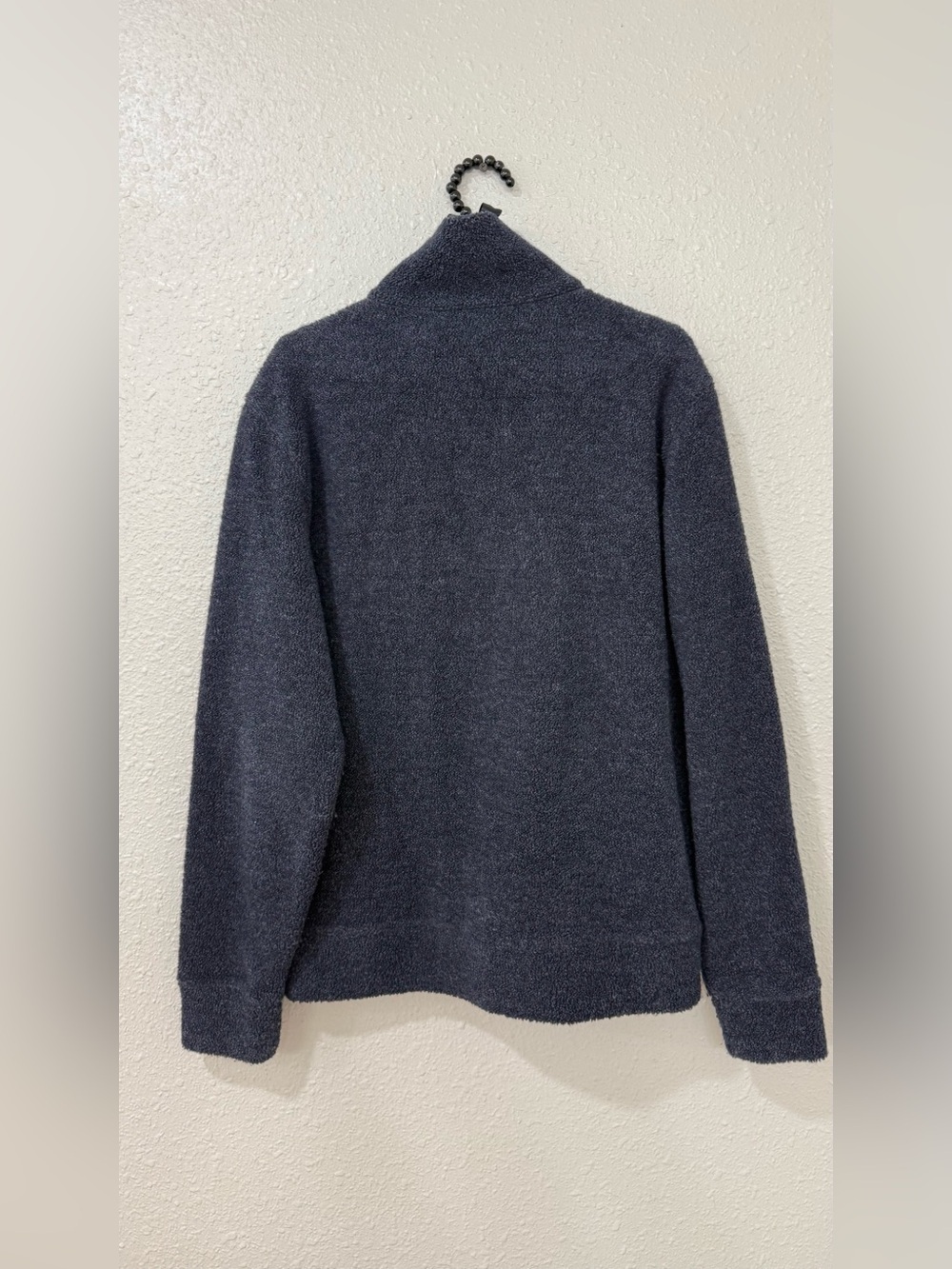 Vince Men’s Bouclé Quarter Zip Pullover Navy Blue Virgin Wool Blend Sweater Sz S - Picture 5 of 8